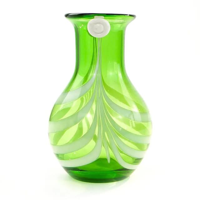 Zielony wazon z guziczkami ze szkła barwionego, proj. L. Fiedorowicz dla HSA Staszic, Polska, lata 80. - WYMIARY