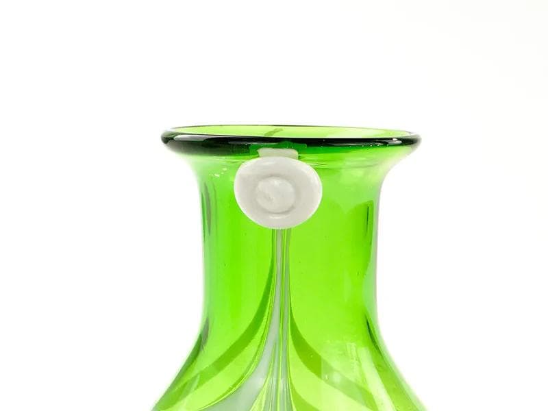 Zielony wazon z guziczkami ze szkła barwionego, proj. L. Fiedorowicz dla HSA Staszic, Polska, lata 80. - 28131