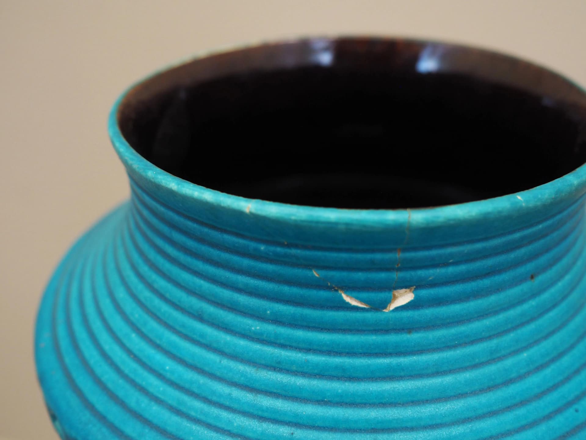 Wazon, turkusowy żółty, ceramika, Bay Keramik, Niemcy, lata 60. - 28208