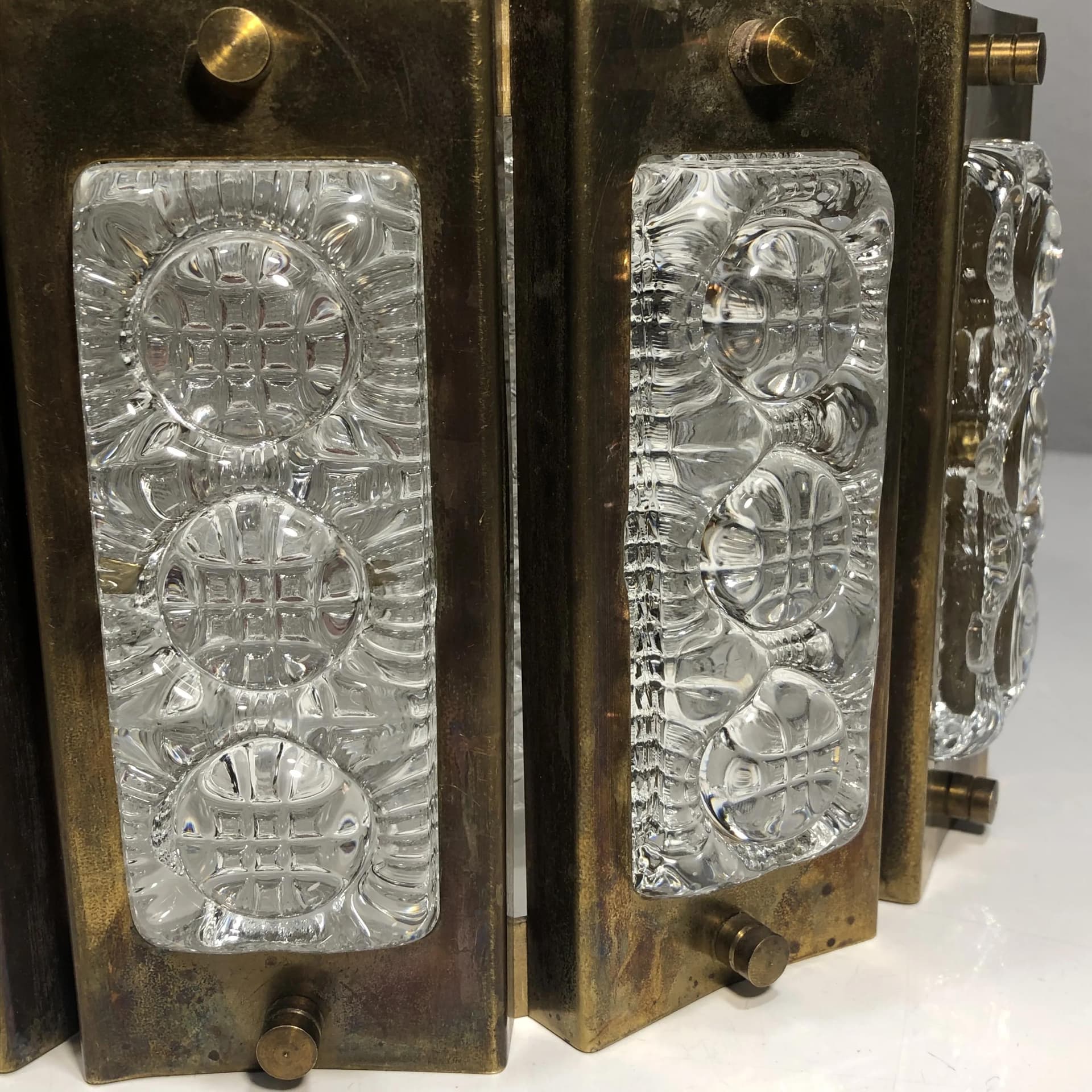 Lampa wisząca, mosiądz złoty, kryształ, Szwecja, lata 60. - 28093