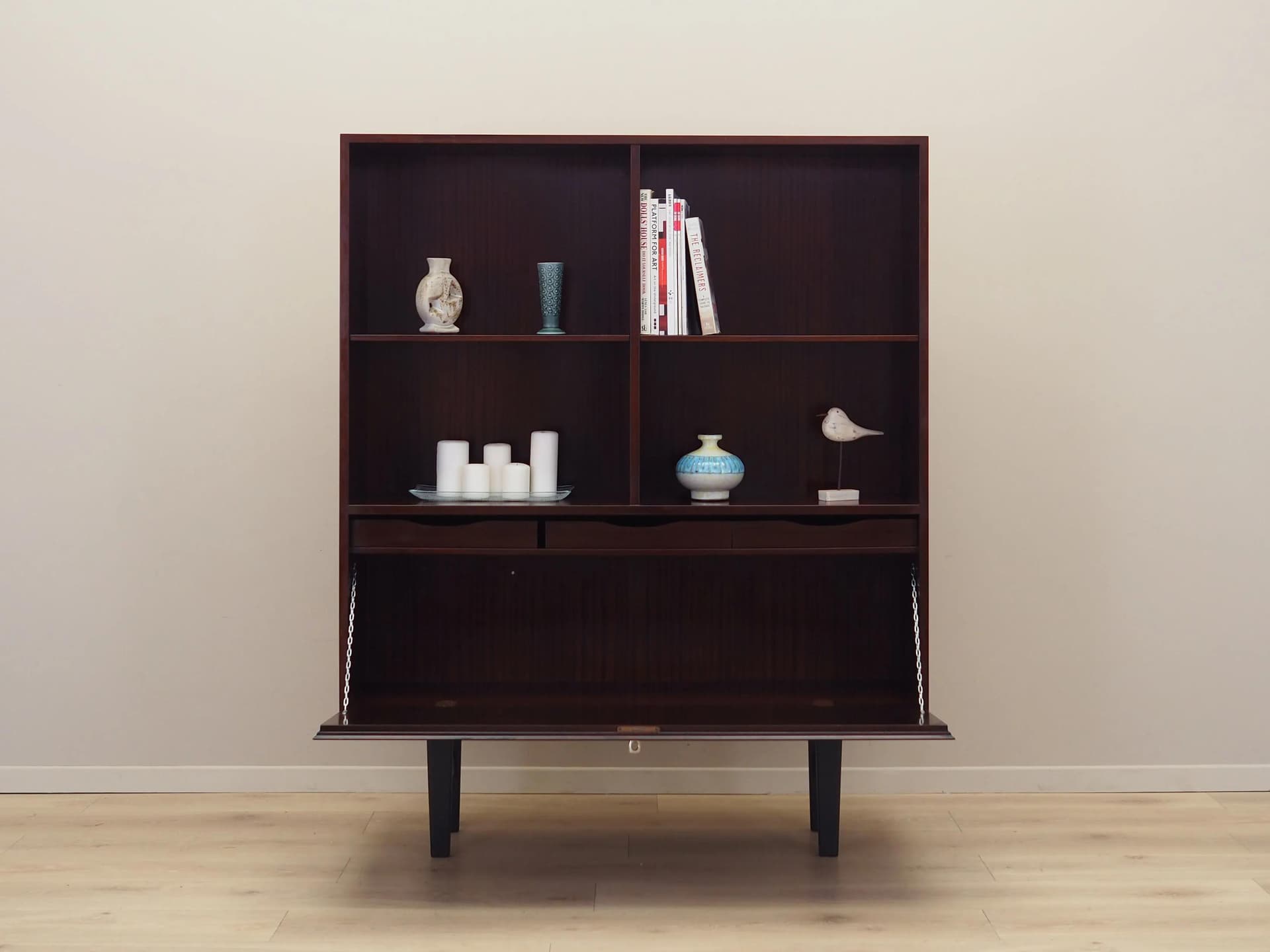 Bookcase Model 9, dark brown mahogany, Omann Jun, Denmark, 1970s.