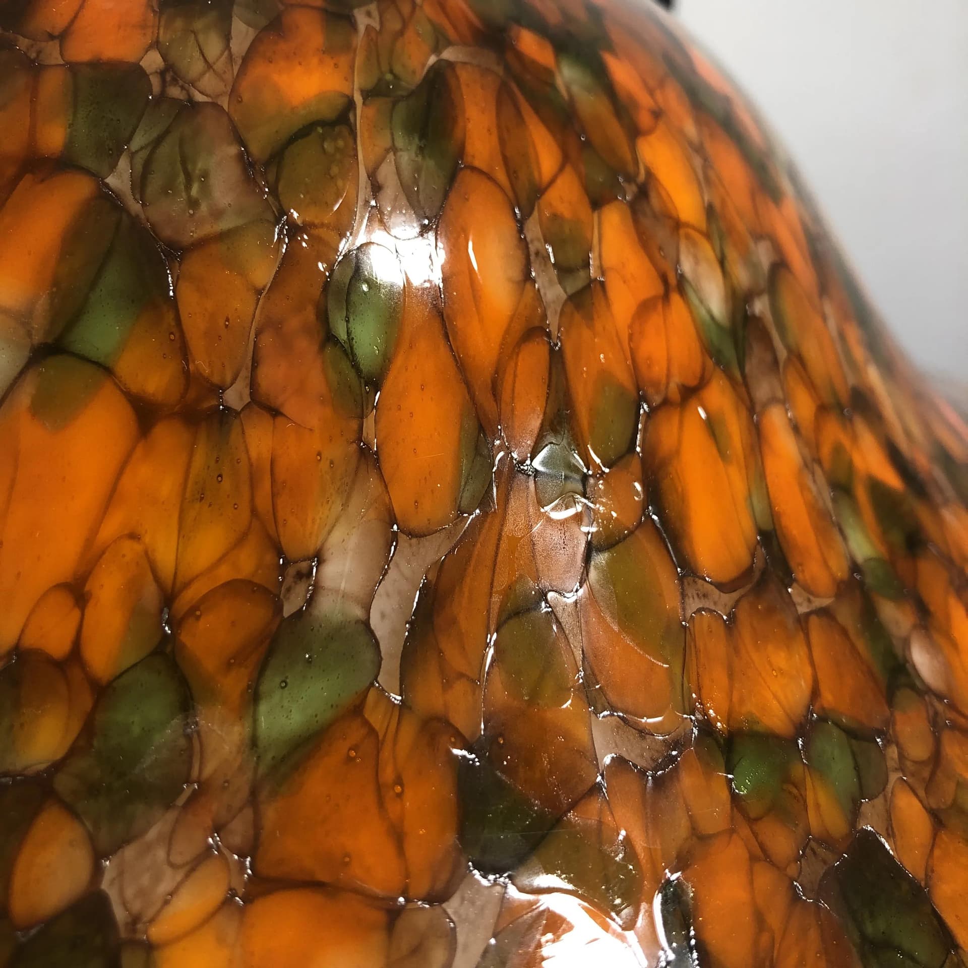 Pendant lamp, Murano glass orange, gilded aluminium, Peill&Putzler, Germany, 1970s. - 28082