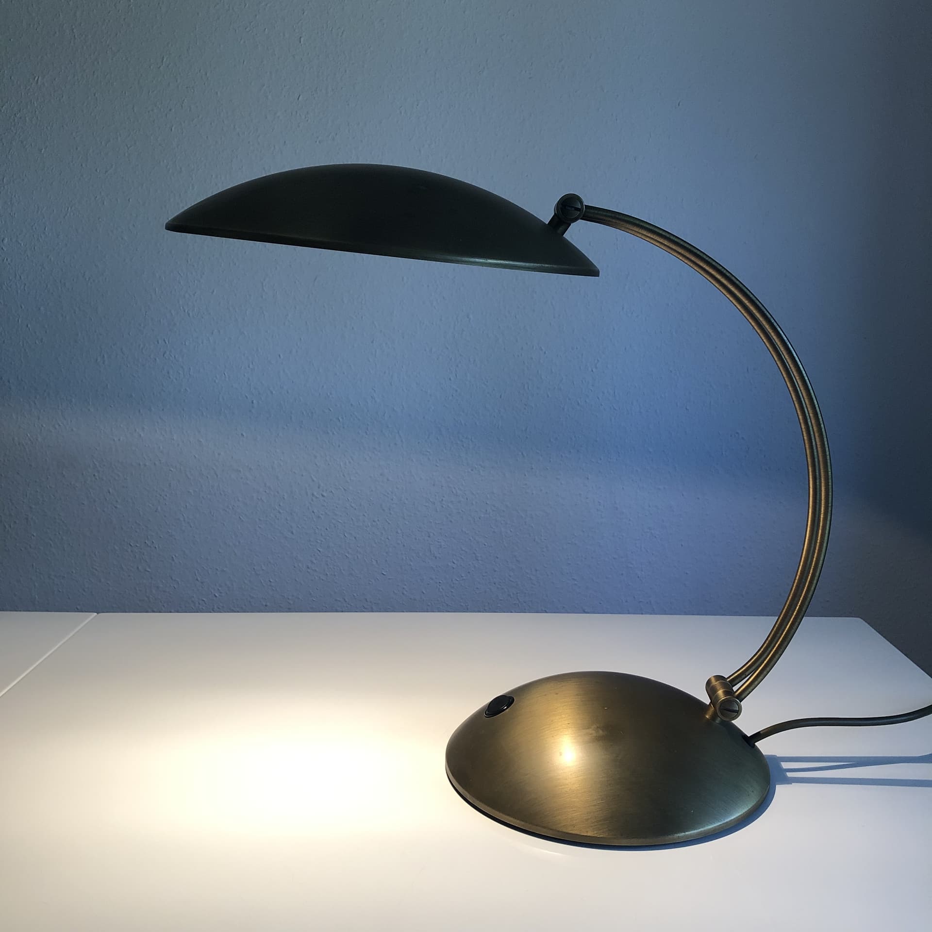 Desk lamp, golden brass, Hillebrand, Germany, 1980s - 28304