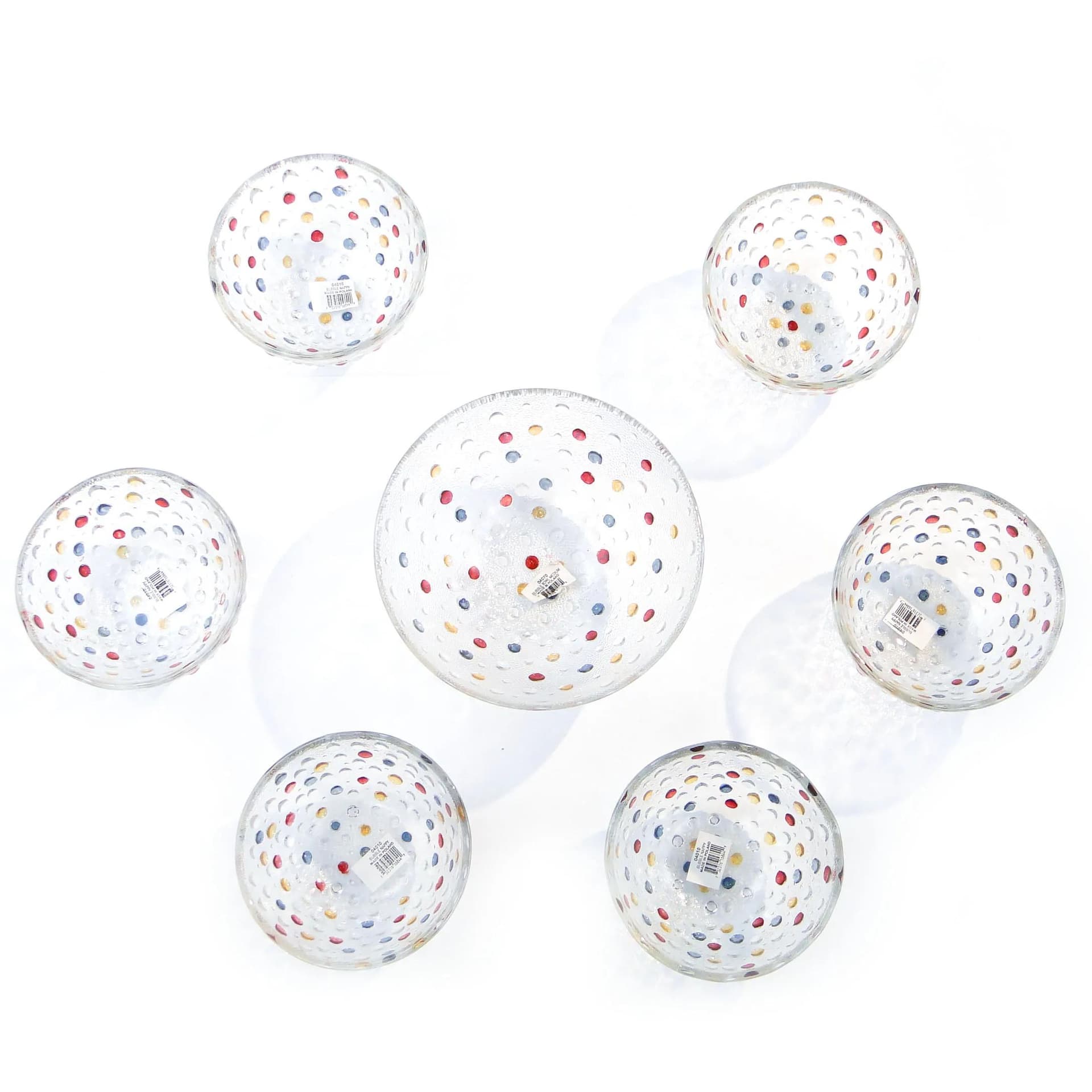 Set of bowls Krople Rosy, multicolor glass, by J. S. Drost, Ząbkowice, Poland, 1980s. - 28337