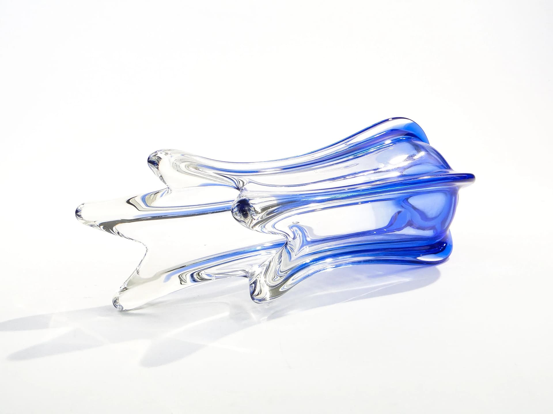 Finger Vase, navy blue glass, Val St Lambert, Belgium, 1960s. - 28332