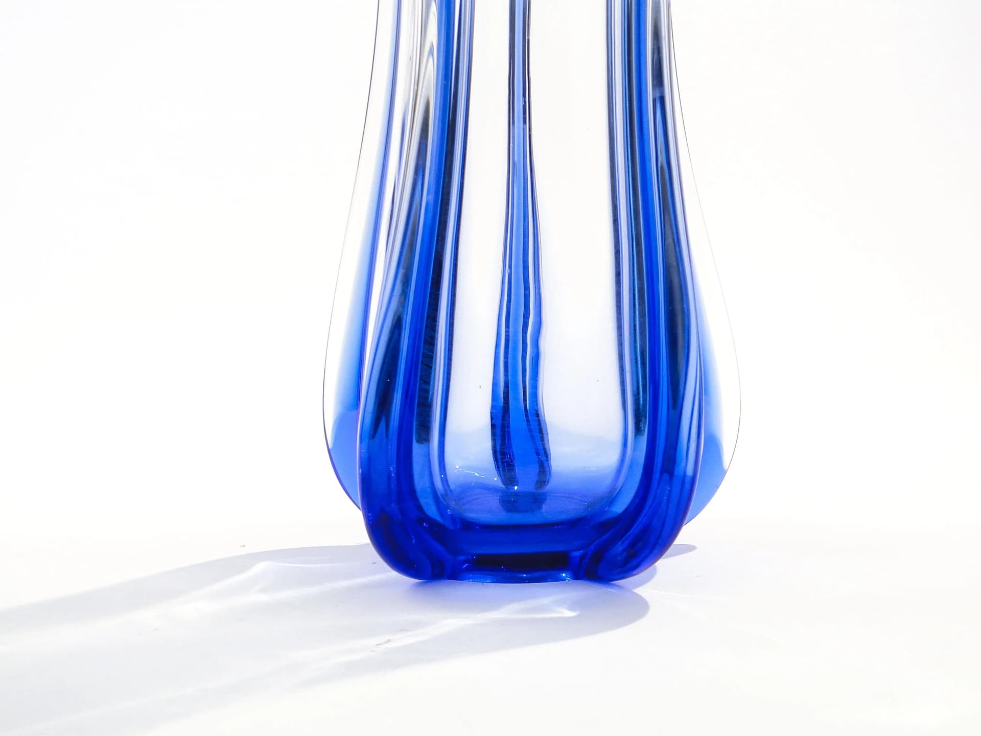 Finger Vase, navy blue glass, Val St Lambert, Belgium, 1960s. - 28331