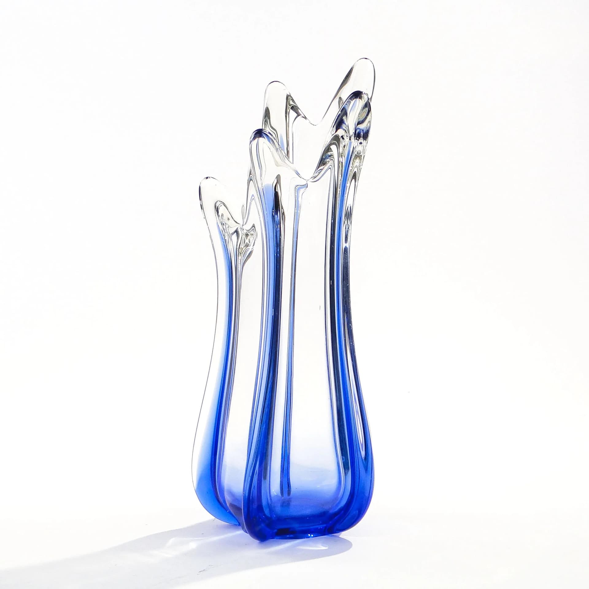 Finger Vase, navy blue glass, Val St Lambert, Belgium, 1960s. - 28328