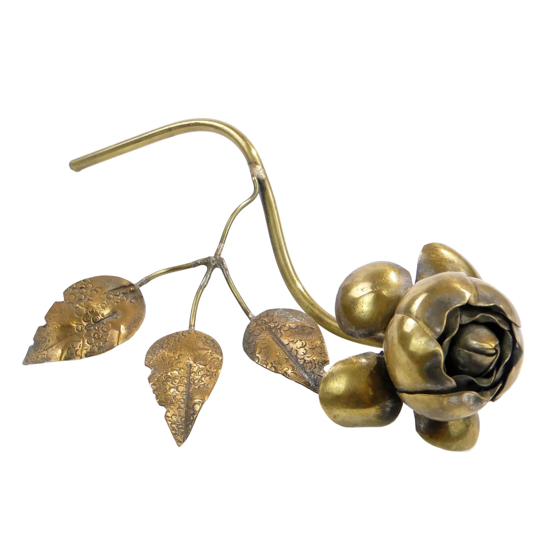 Róża dekoracyjna, secesja, złoty, mosiądz, Polska, lata 20.