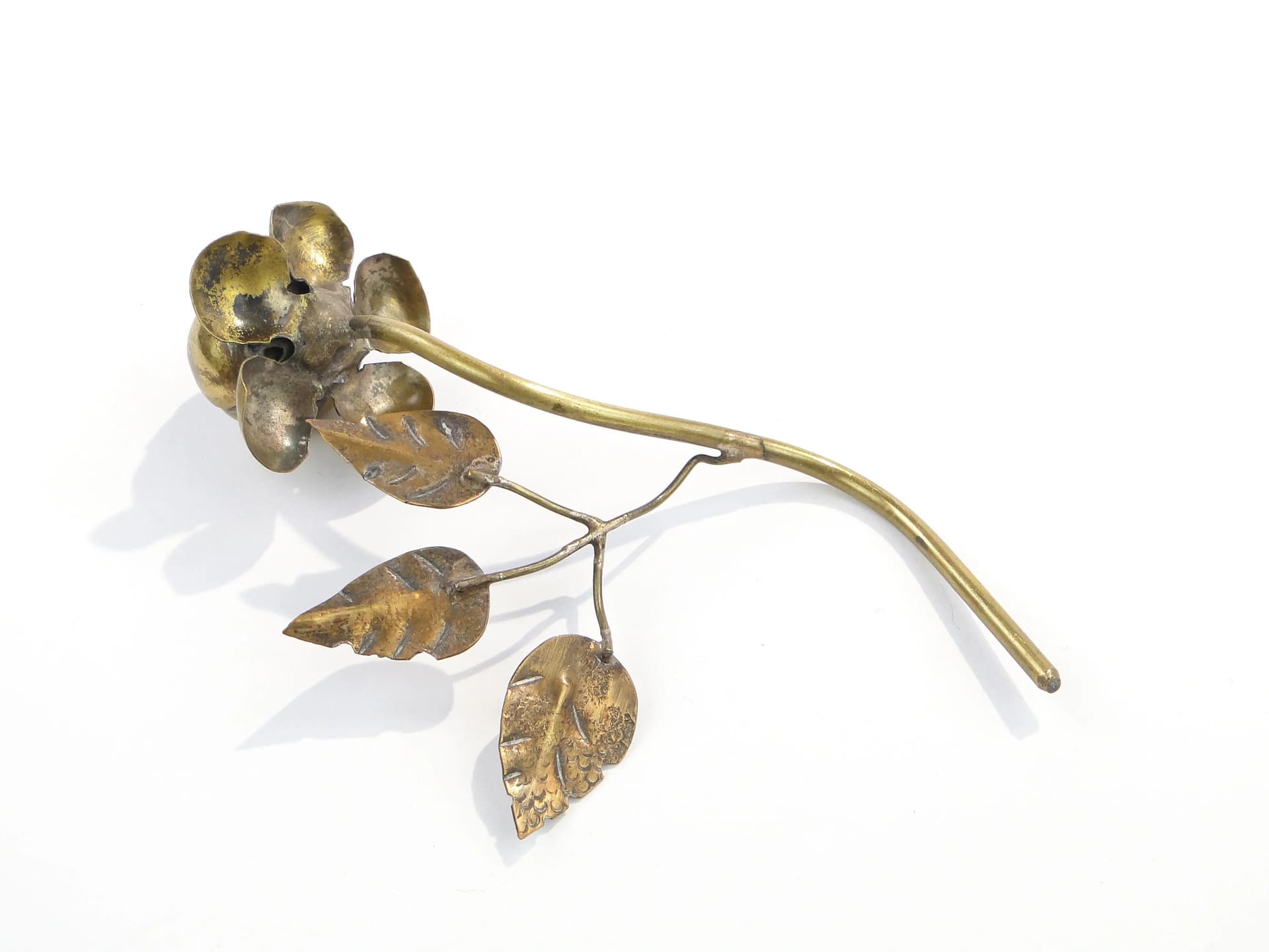 Róża dekoracyjna, secesja, złoty, mosiądz, Polska, lata 20. - 28318