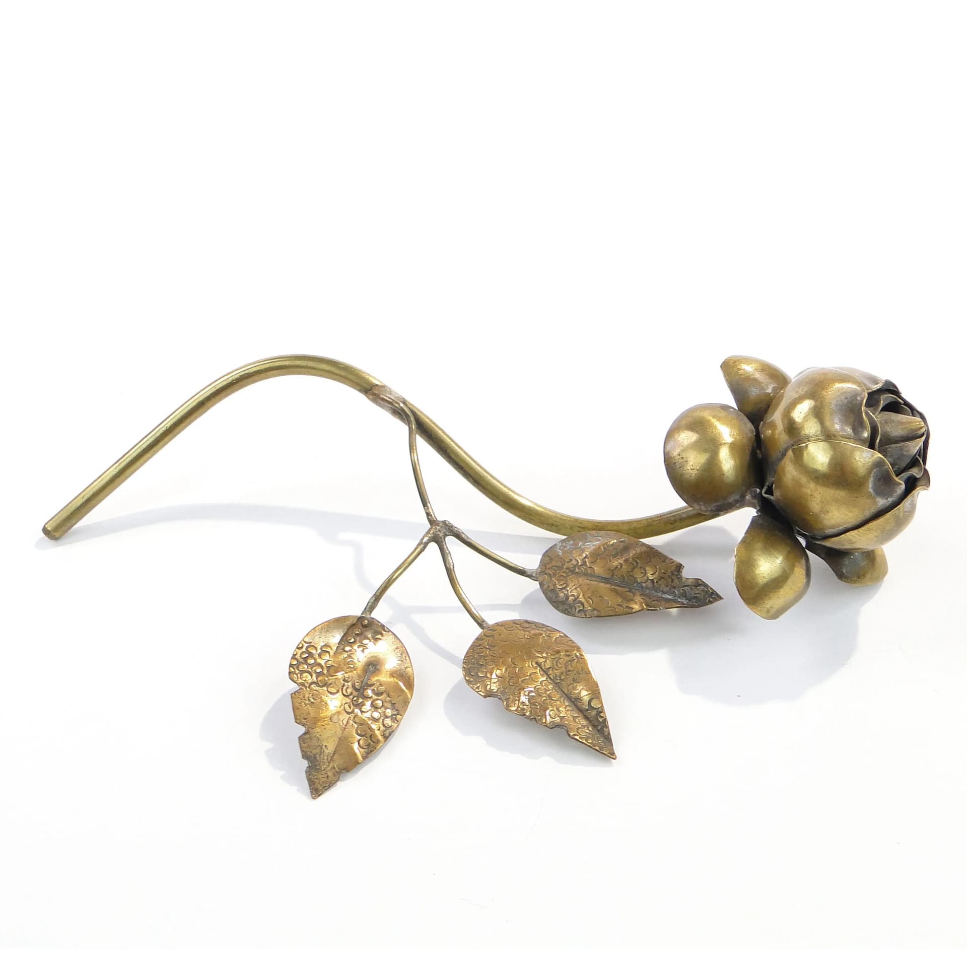 Róża dekoracyjna, secesja, złoty, mosiądz, Polska, lata 20. - 28316