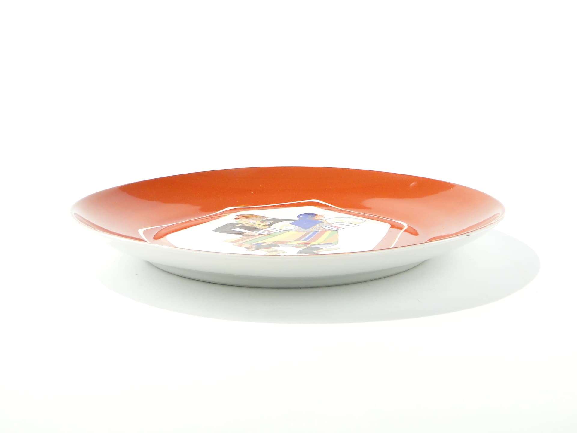 Decorative platter Oberek, white orange-red porcelain, by Z. Stryjeńska, Poland, 1950s - 385397