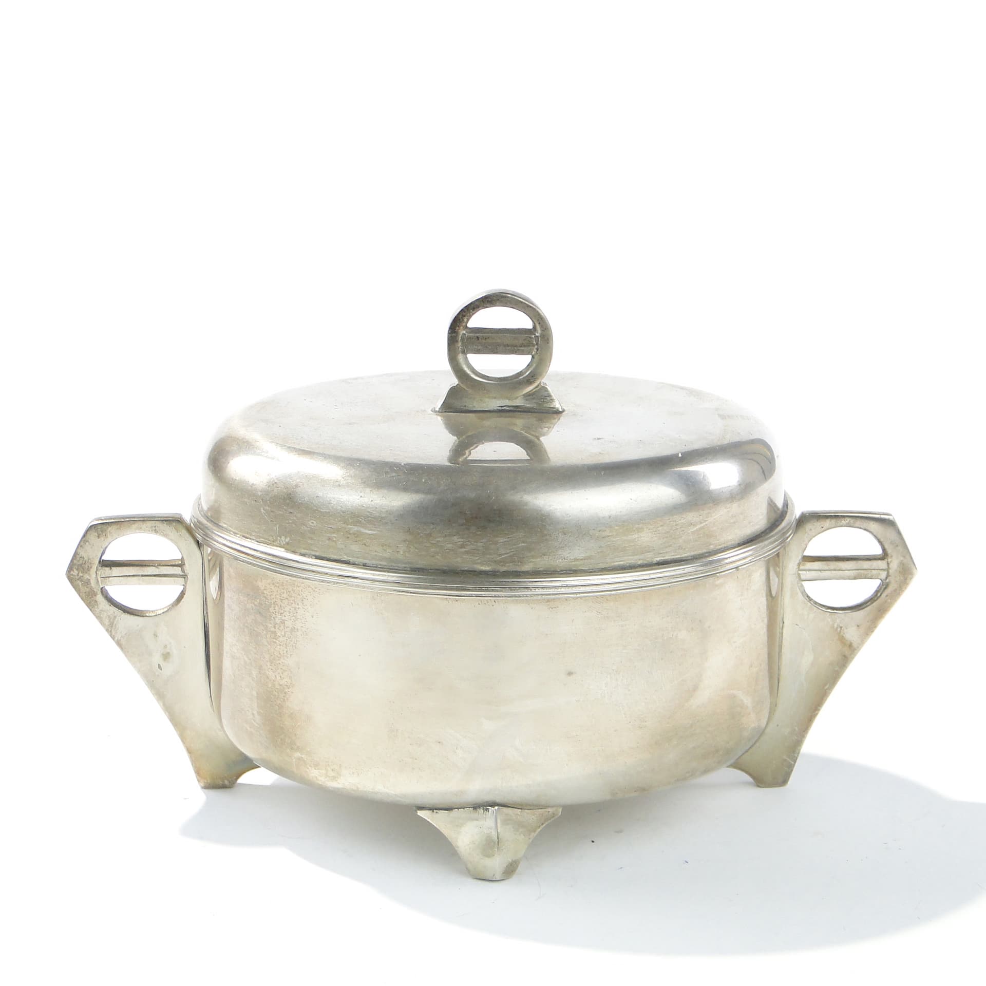 Sugar Bowl Art Deco, silver, plate, Fraget, Poland, 1930s