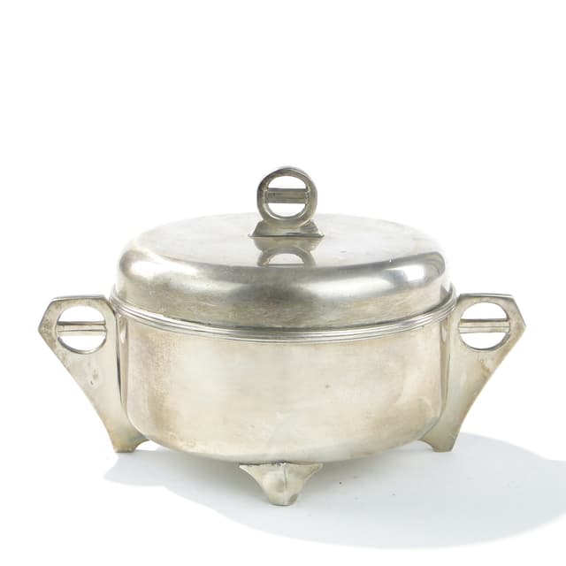 Sugar Bowl Art Deco, silver, plate, Fraget, Poland, 1930s - DIMENSION