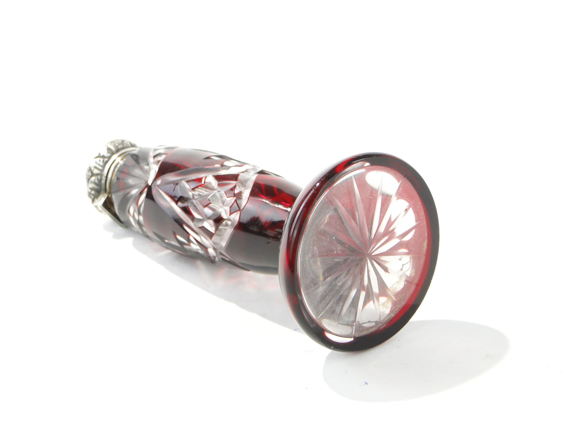 Flakon na perfumy, kryształ rubinowy, srebro, Austro-Węgry, XIX w. - 385576