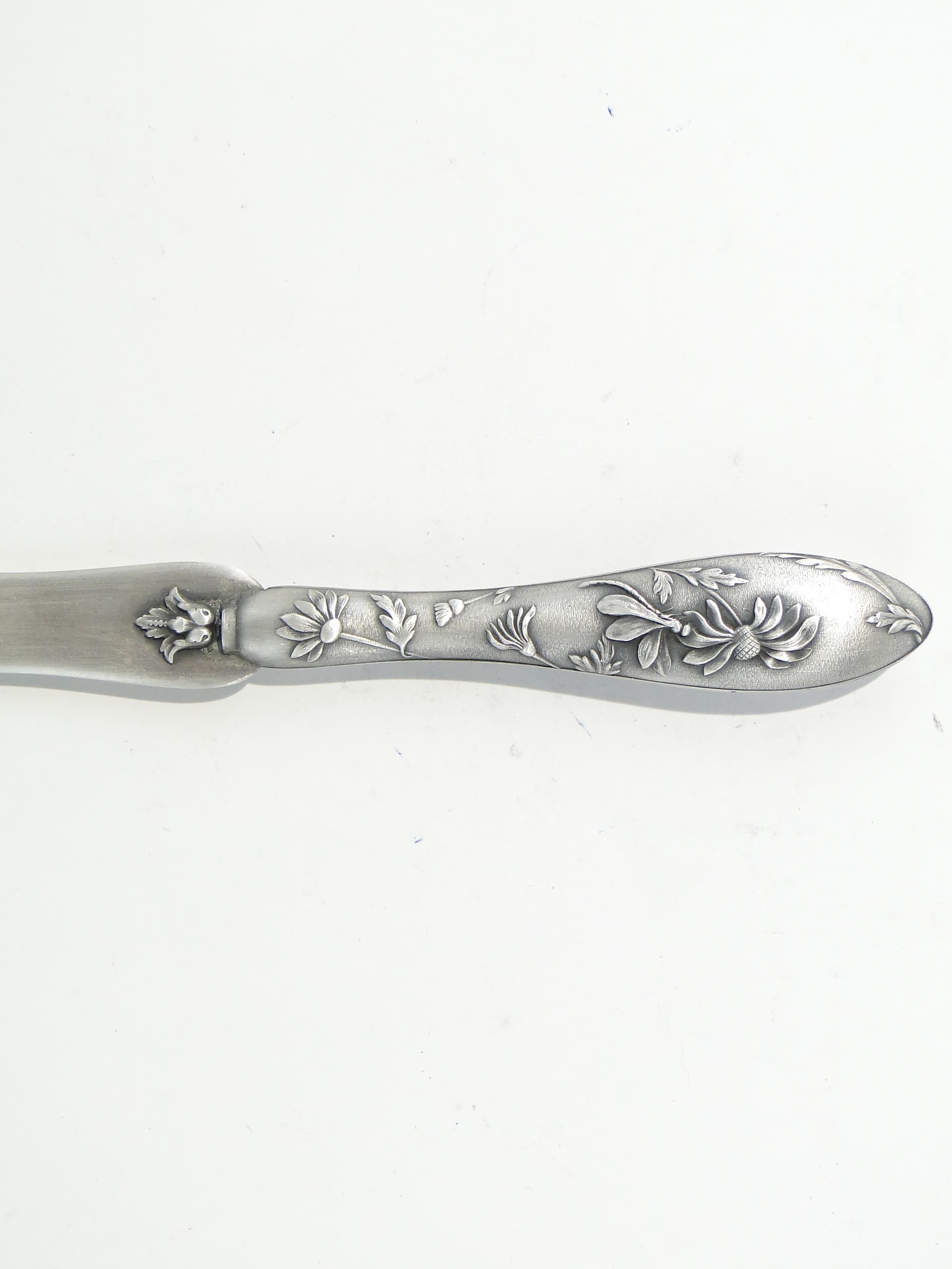 Nożyk do listów Art Nouveau, srebro matowe, stal nierdzewna, Francja, początek XX w. - 385707