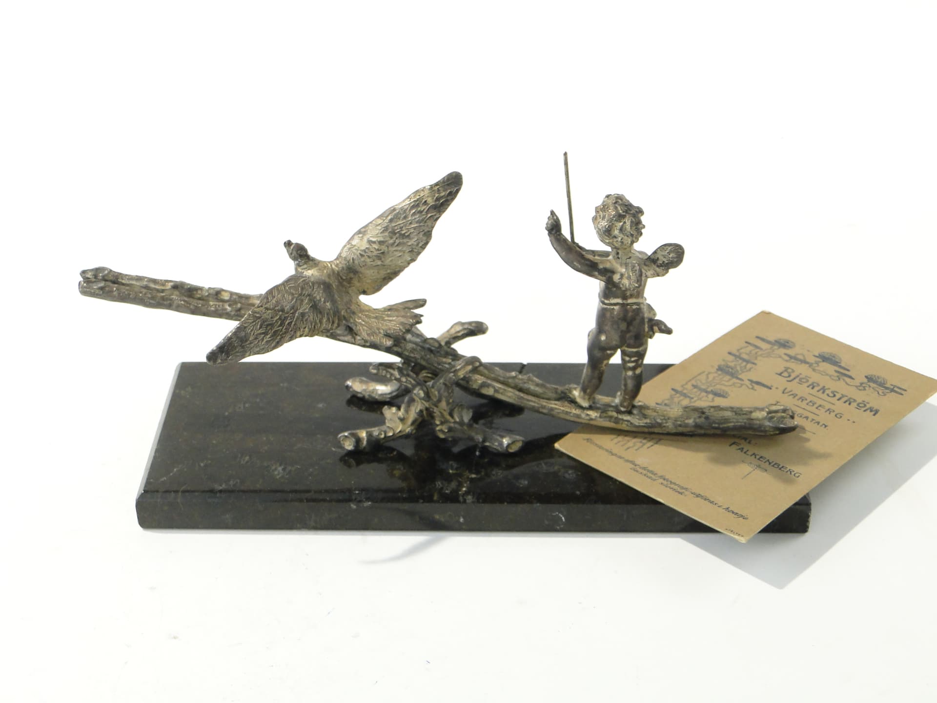Przycisk do papieru Art Nouveau, czarny marmur, srebrzony metal, WMF, Niemcy, początek XX w. - 385810