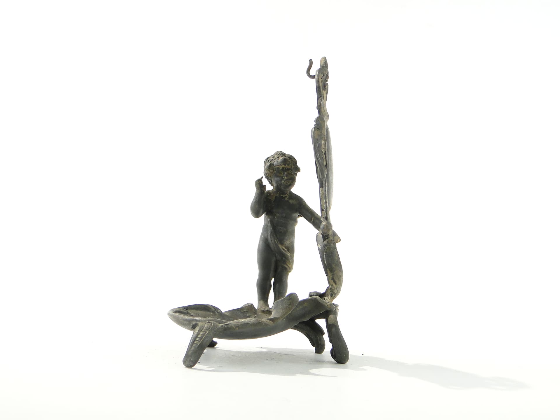 Jewelry tray with cherub, silver, silver-plated white metal, WMF, Germany, 1890s - 385823