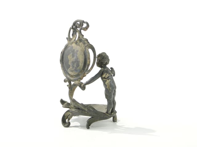 Jewelry tray with cherub, silver, silver-plated white metal, WMF, Germany, 1890s - DIMENSION