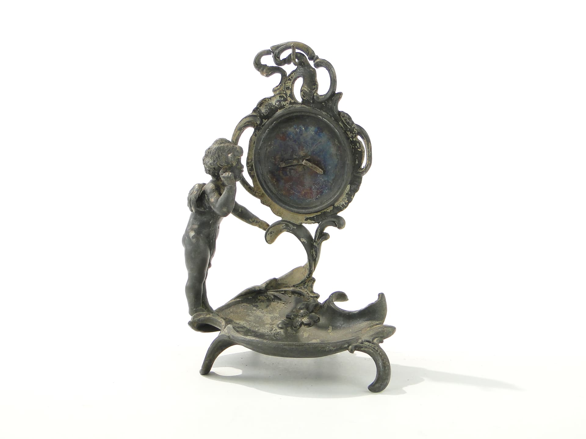 Jewelry tray with cherub, silver, silver-plated white metal, WMF, Germany, 1890s - 385829