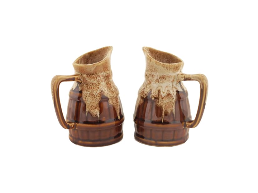 Set of creamers, brown beige ceramics, Denmark, 1970s.