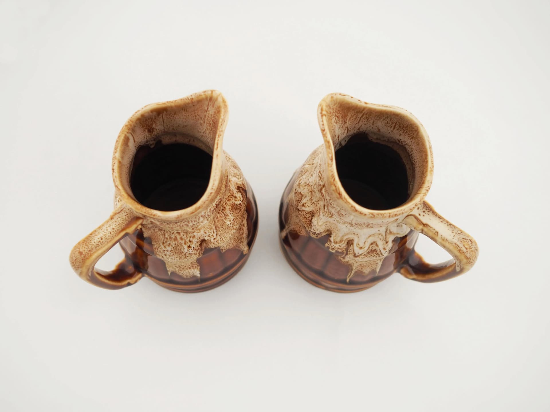 Set of creamers, brown beige ceramics, Denmark, 1970s. - 28359