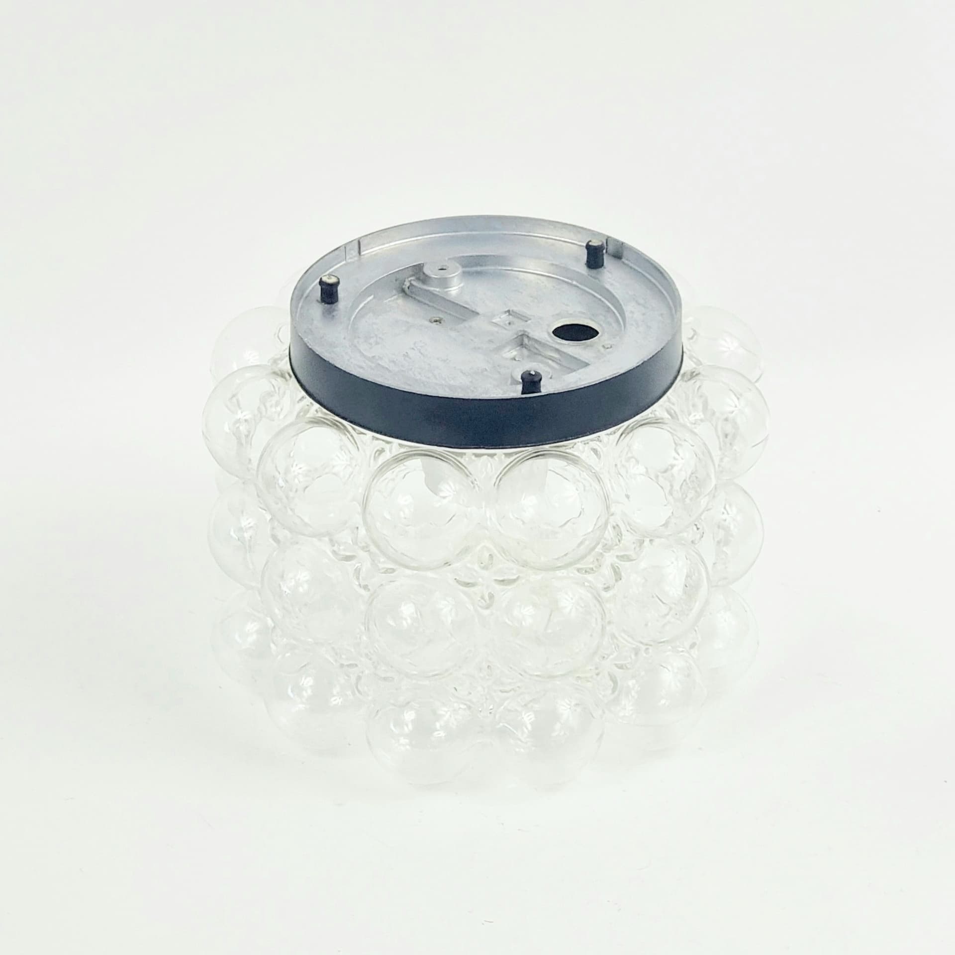 Plafon Bubble, szkło przezroczyste, metal czarny, proj. H. Tynell, Limburg, Niemcy, lata 70. - 386052