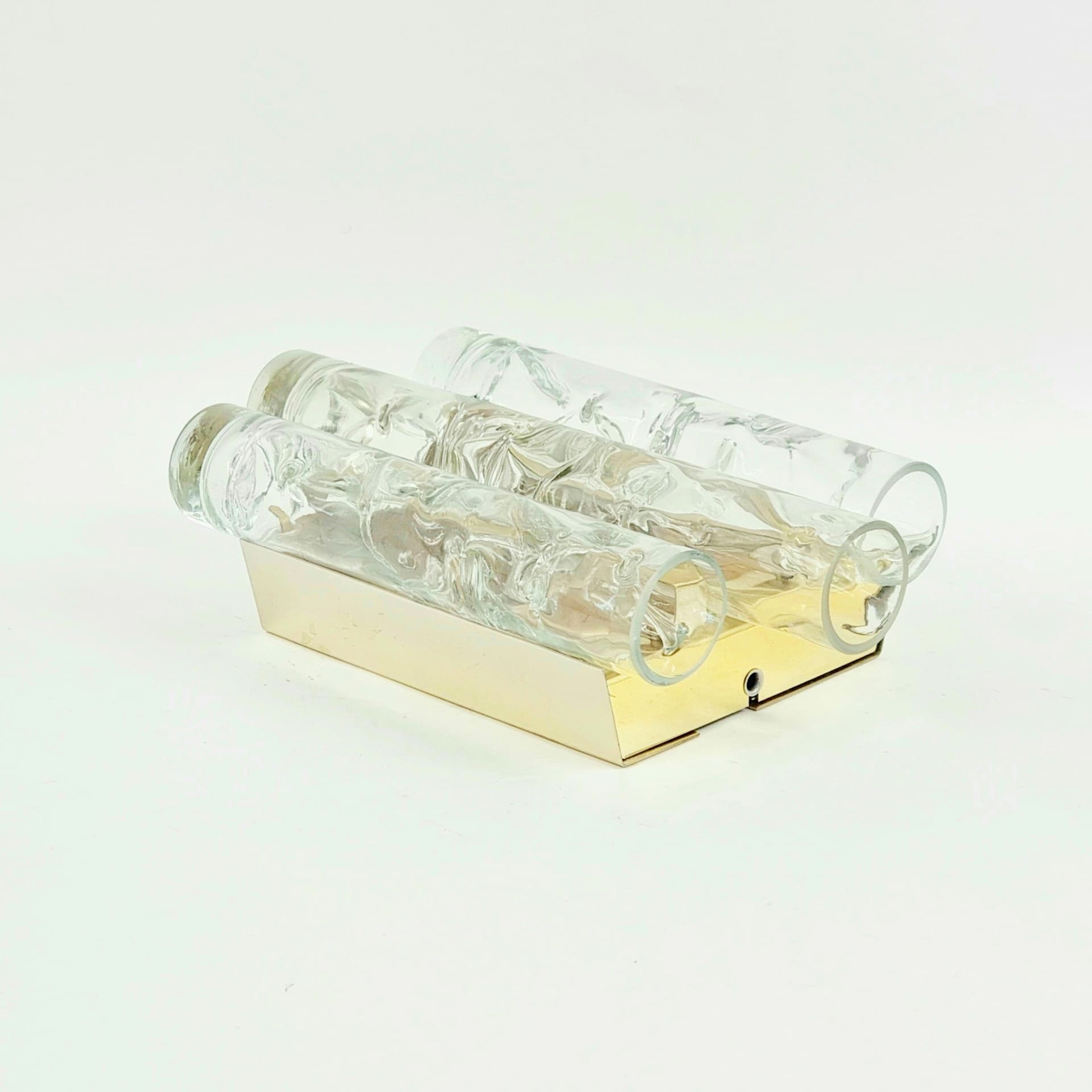 Kinkiet, szkło Murano transparentne, metal złoty, Doria Leuchten, Niemcy, lata 70. - 386086