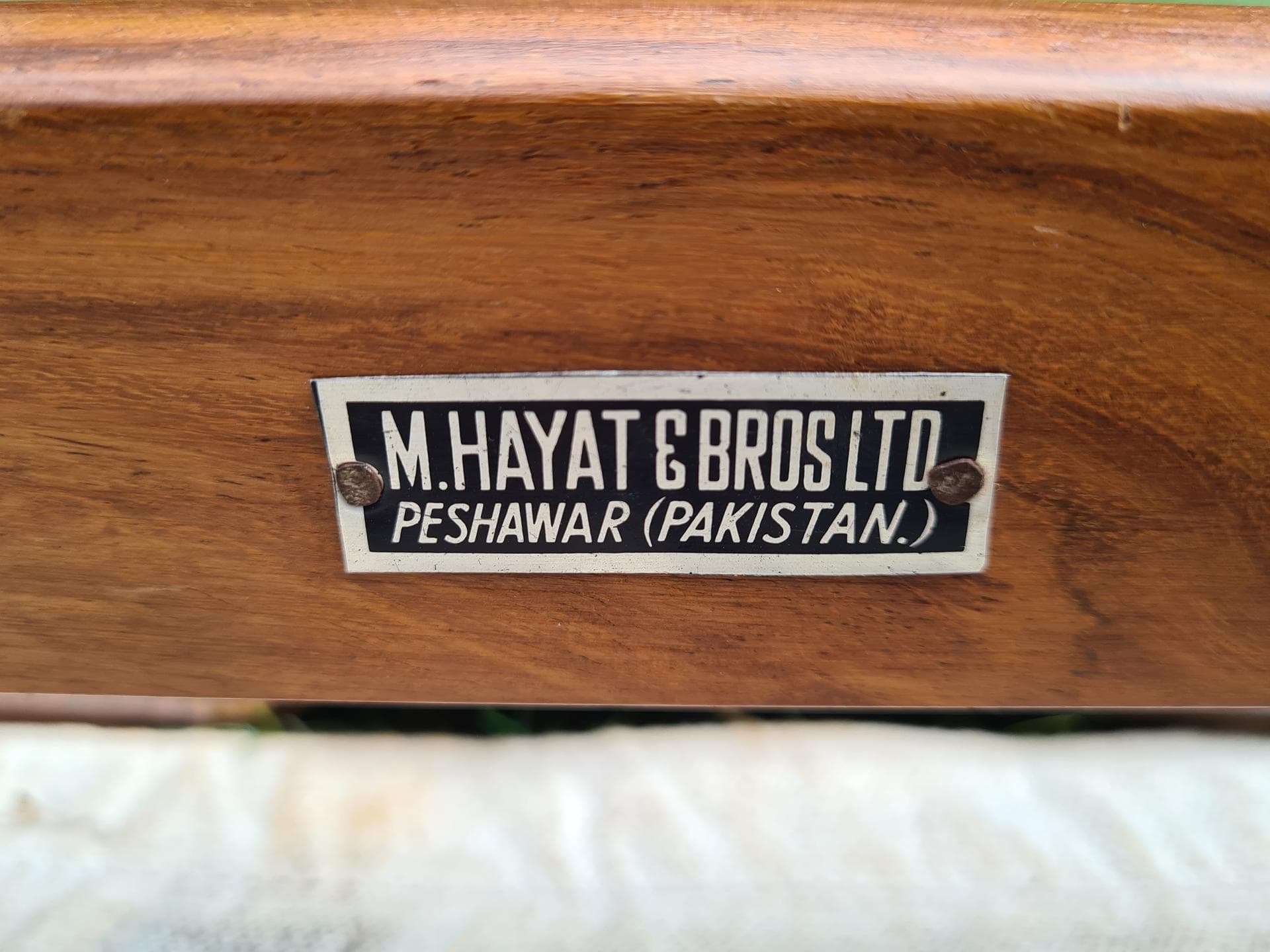 Stool, brown, natural leather, wood, M. Hayat & Bros. Ltd., Pakistan, 1960s - 386176
