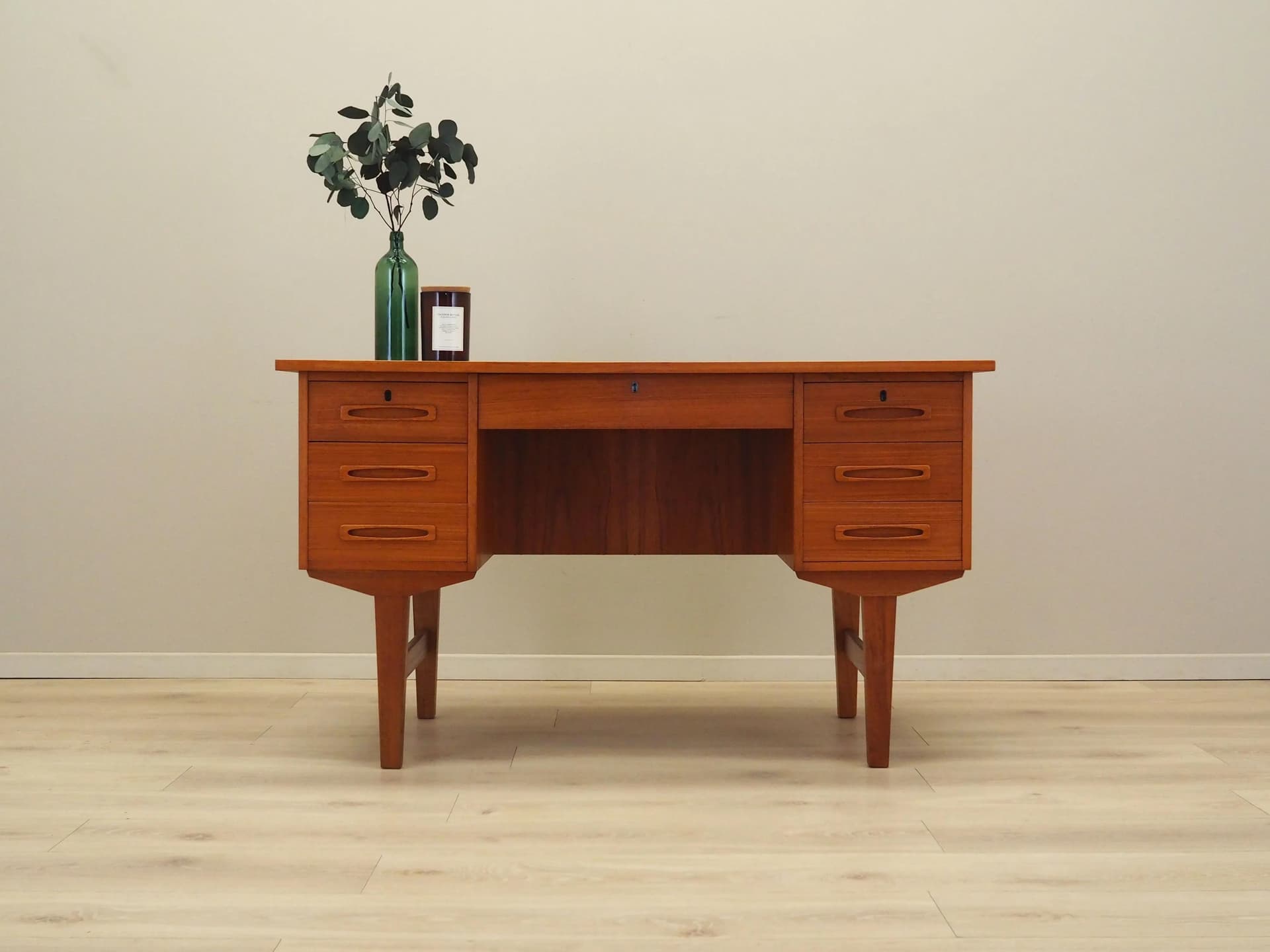 Desk, orange teak, Denmark, 1960s - 28666