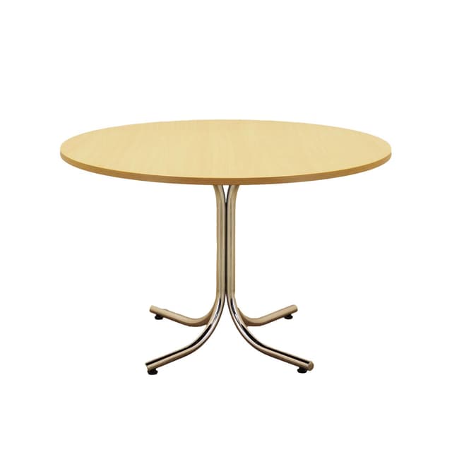 Round table, beige laminate, silver polished steel, Italy, 1980s. - DIMENSION