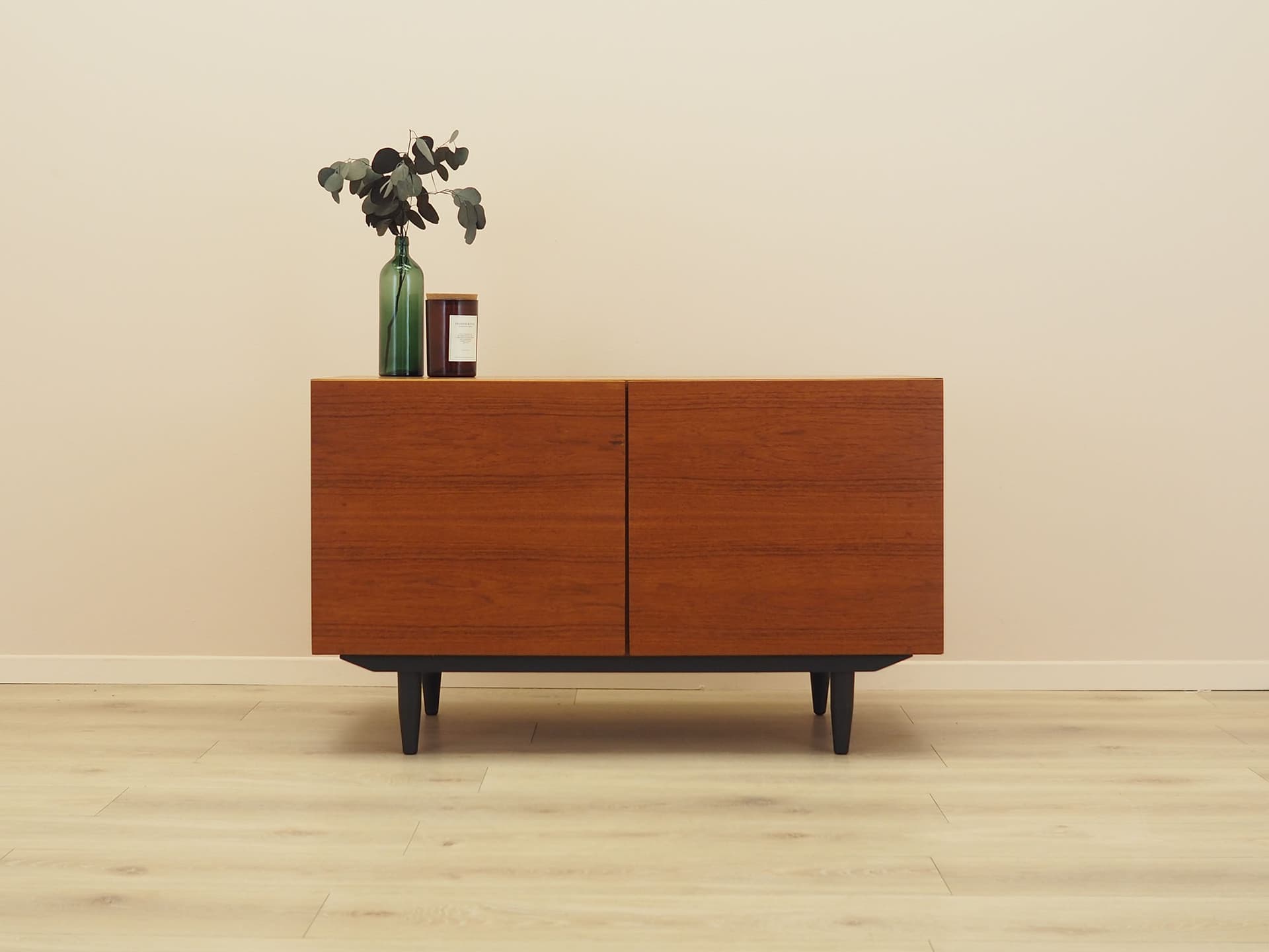 Cabinet, brown teak, black wood legs, Denmark, 1960s. - 387691