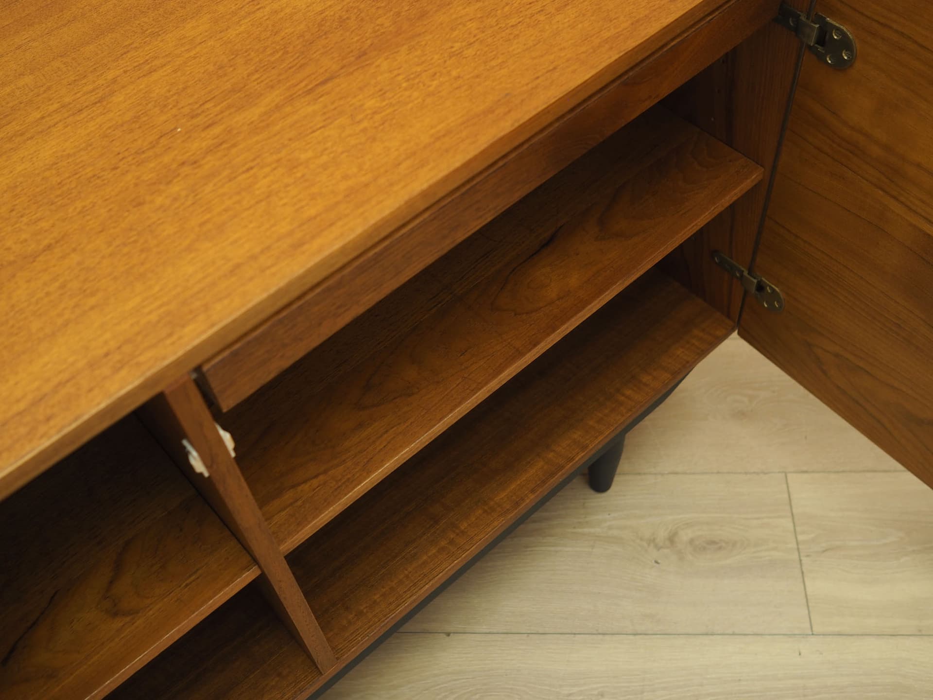 Cabinet, brown teak, black wood legs, Denmark, 1960s. - 387701