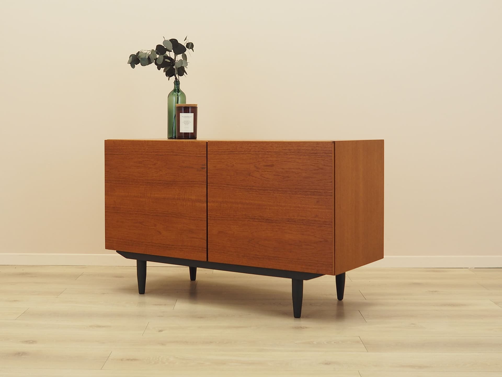 Cabinet, brown teak, black wood legs, Denmark, 1960s. - 387693