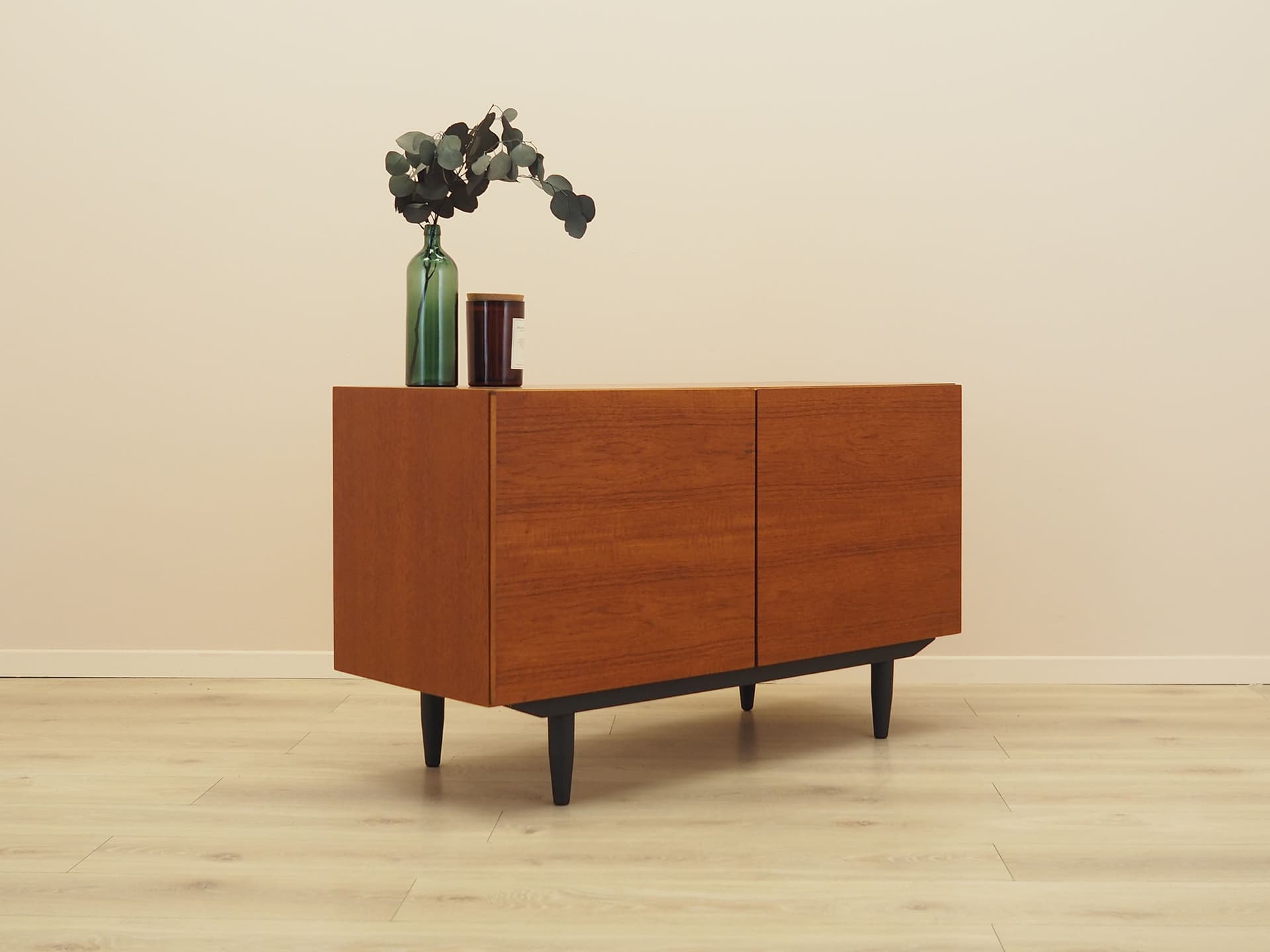 Cabinet, brown teak, black wood legs, Denmark, 1960s. - 387694