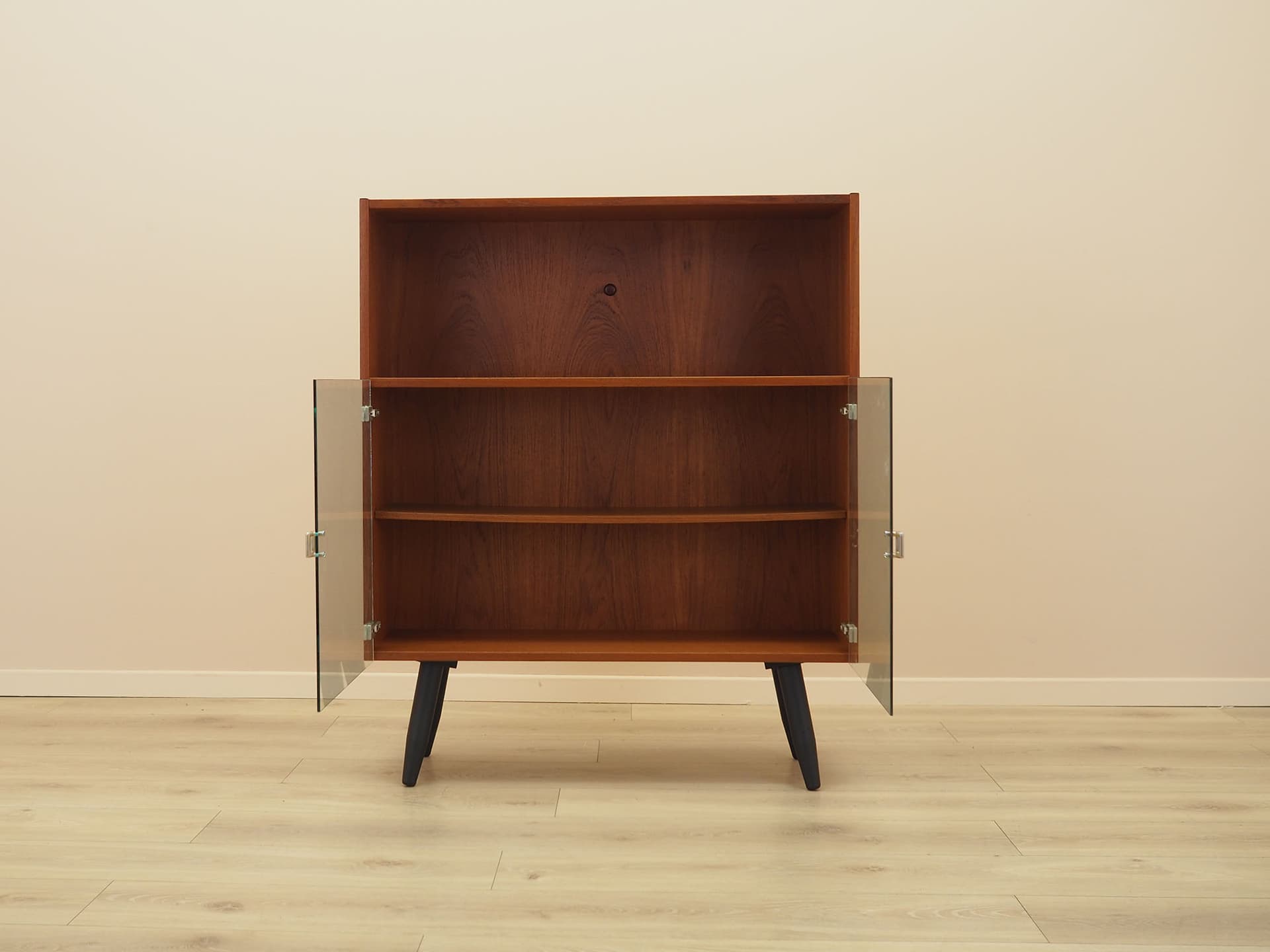 Display cabinet, brown teak, glass, Denmark, 1970s. - 387718