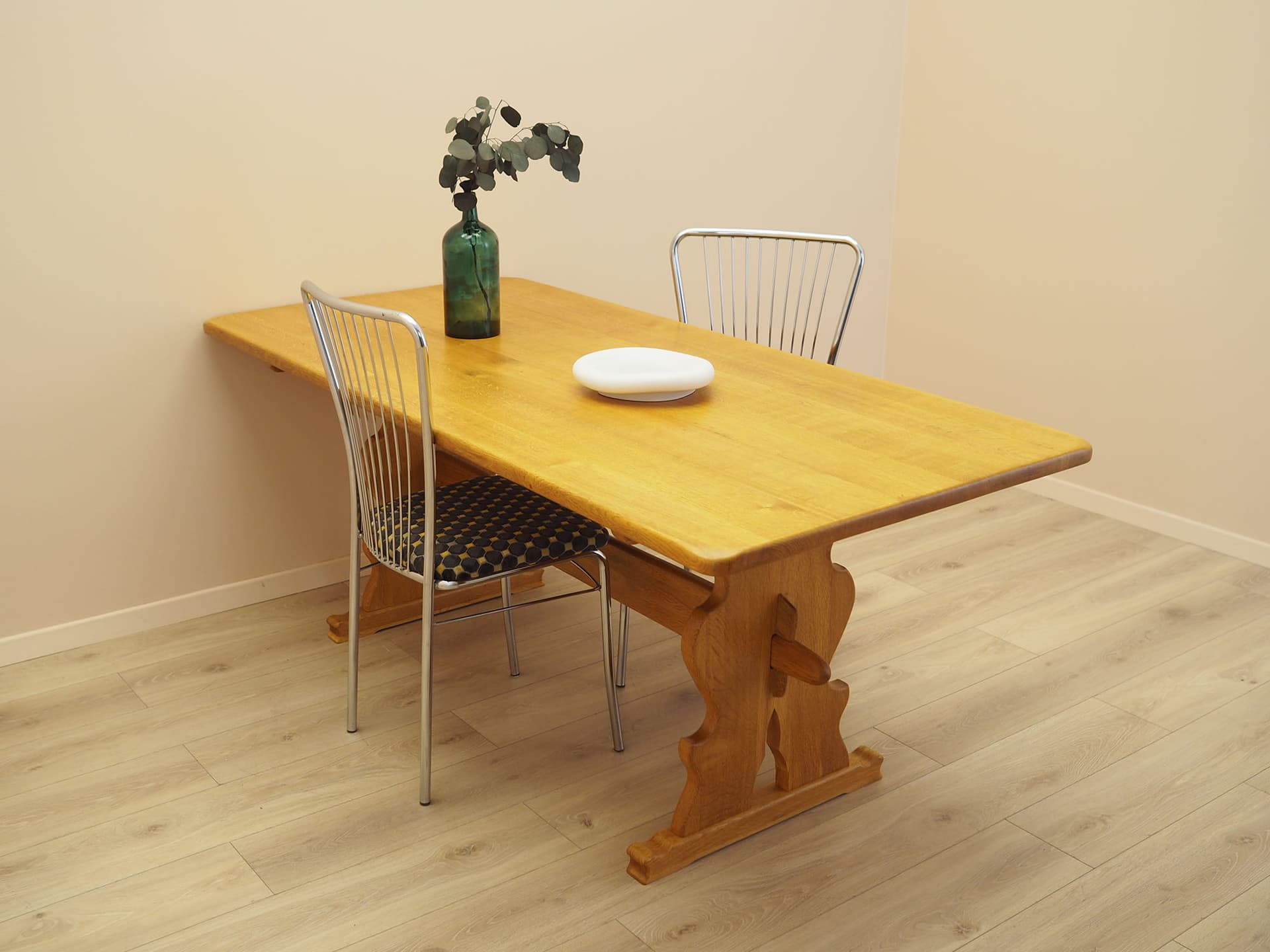 Dining table, brown oak, Denmark, 1960s. - 387731