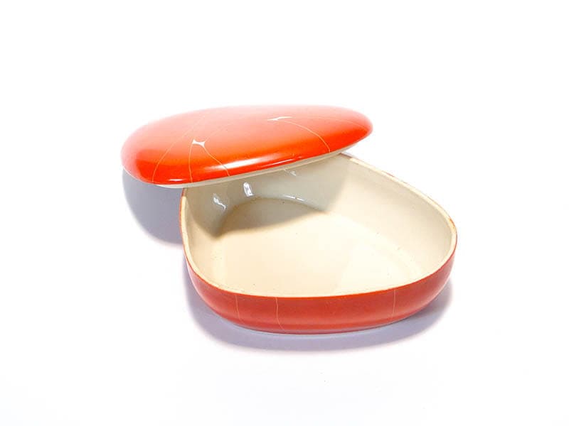 Bonbonniere New Look, orange red beige, porcelain stoneware, Chodzież, Poland, 1960s. - 387781
