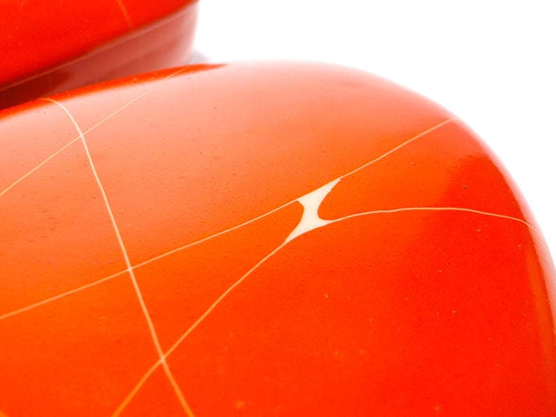 Bonbonniere New Look, orange red beige, porcelain stoneware, Chodzież, Poland, 1960s. - 387779