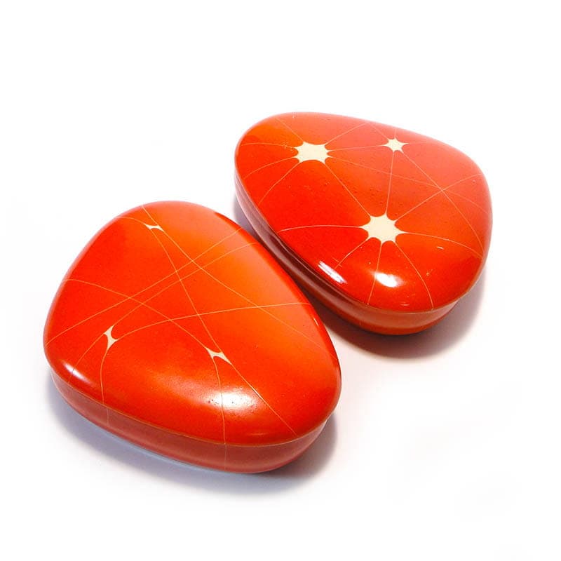 Bonbonniere New Look, orange red beige, porcelain stoneware, Chodzież, Poland, 1960s. - 387773