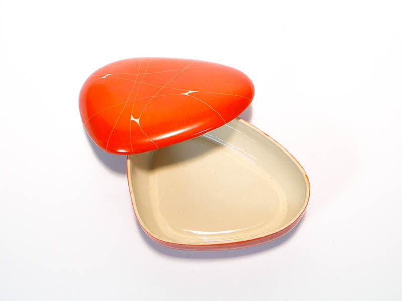 Bonbonniere New Look, orange red beige, porcelain stoneware, Chodzież, Poland, 1960s. - 387783