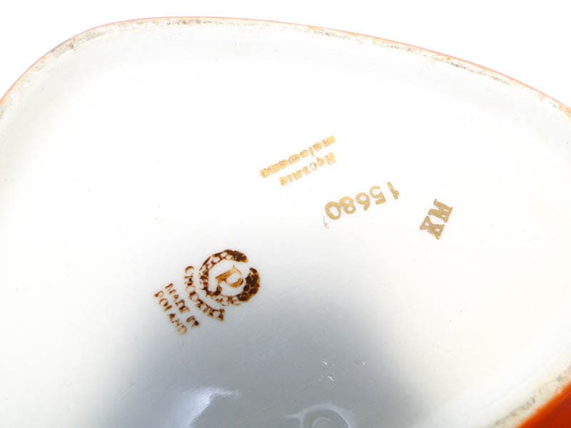 Bonbonniere New Look, orange red beige, porcelain stoneware, Chodzież, Poland, 1960s. - 387776
