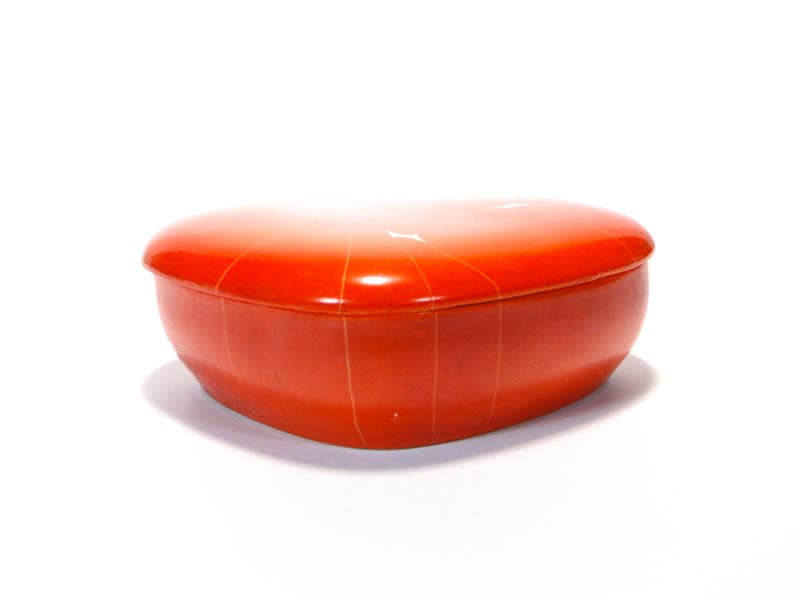 Bonbonniere New Look, orange red beige, porcelain stoneware, Chodzież, Poland, 1960s. - 387778