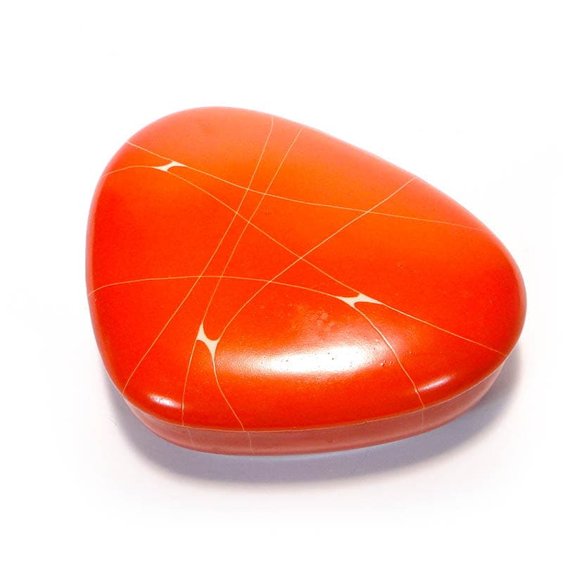 Bonbonniere New Look, orange red beige, porcelain stoneware, Chodzież, Poland, 1960s. - 387782