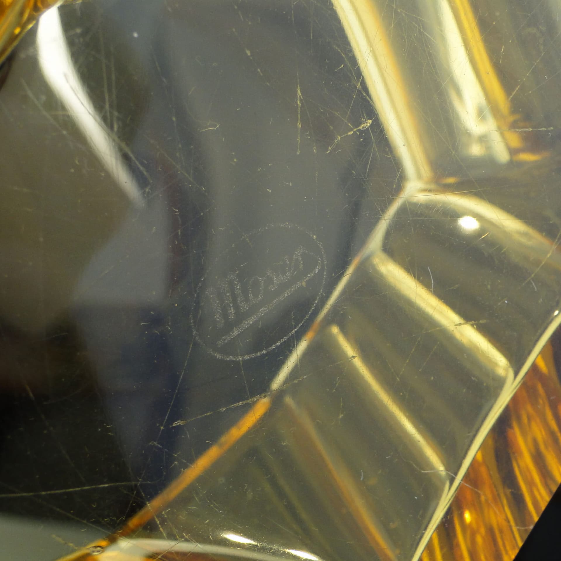 Bonbonniere Art Deco, yellow crystal, Moser, Czechoslovakia, 1930s - 387810