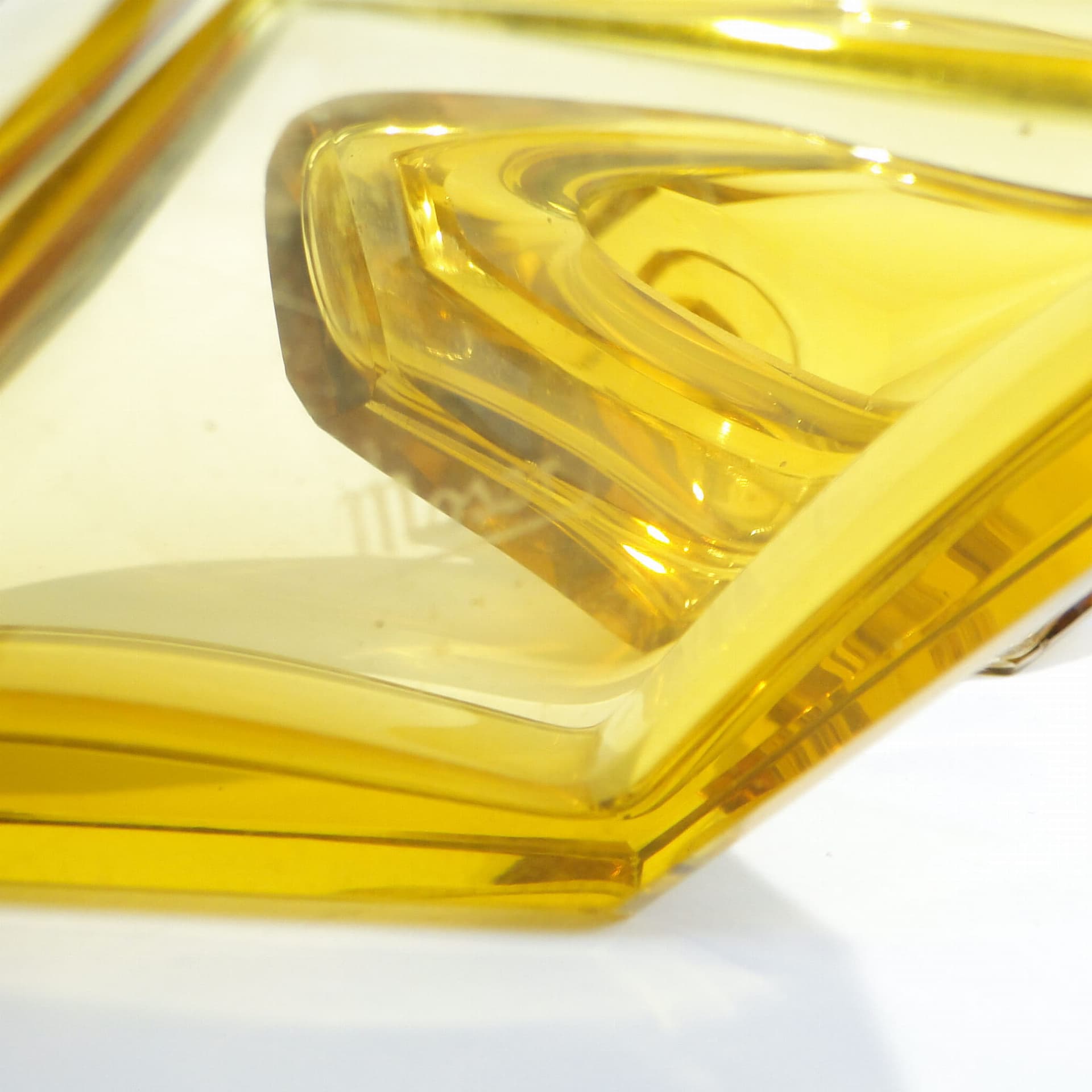 Bonbonniere Art Deco, yellow crystal, Moser, Czechoslovakia, 1930s. - 387827