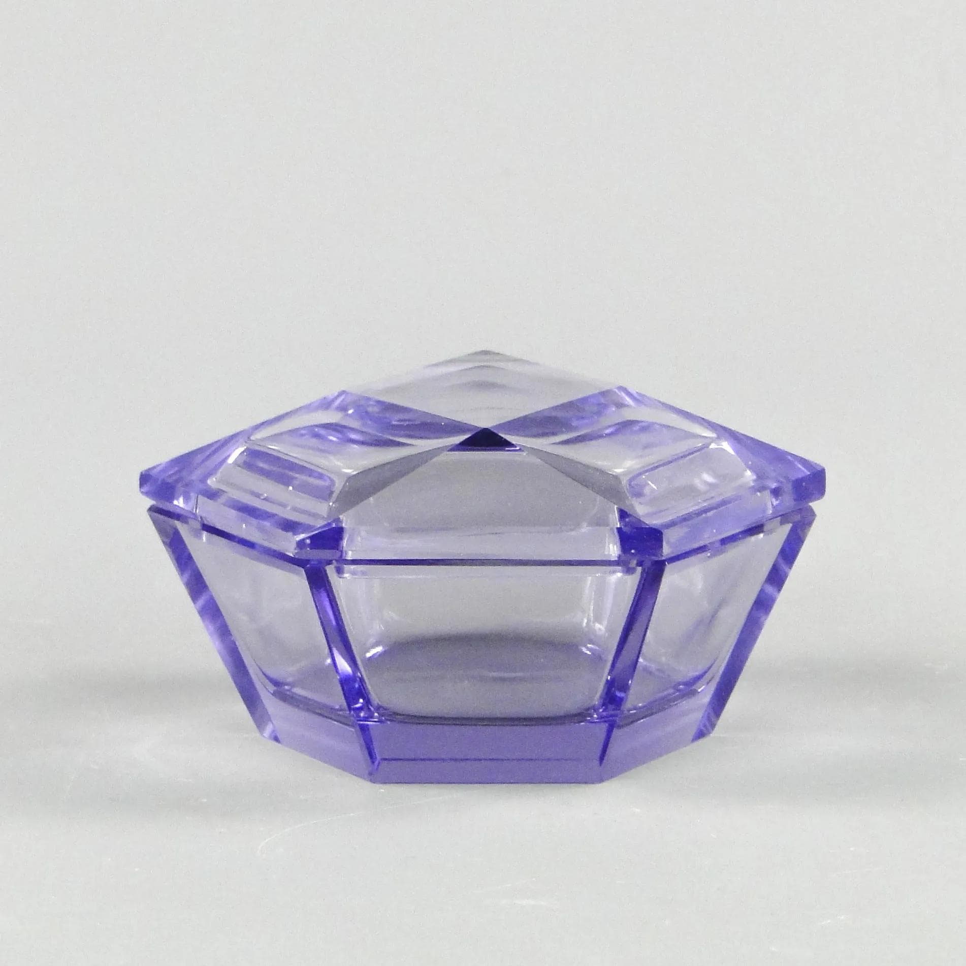 Bonbonniere, transparent purple crystal, Moser, Czech Republic, 1960s. - 387830