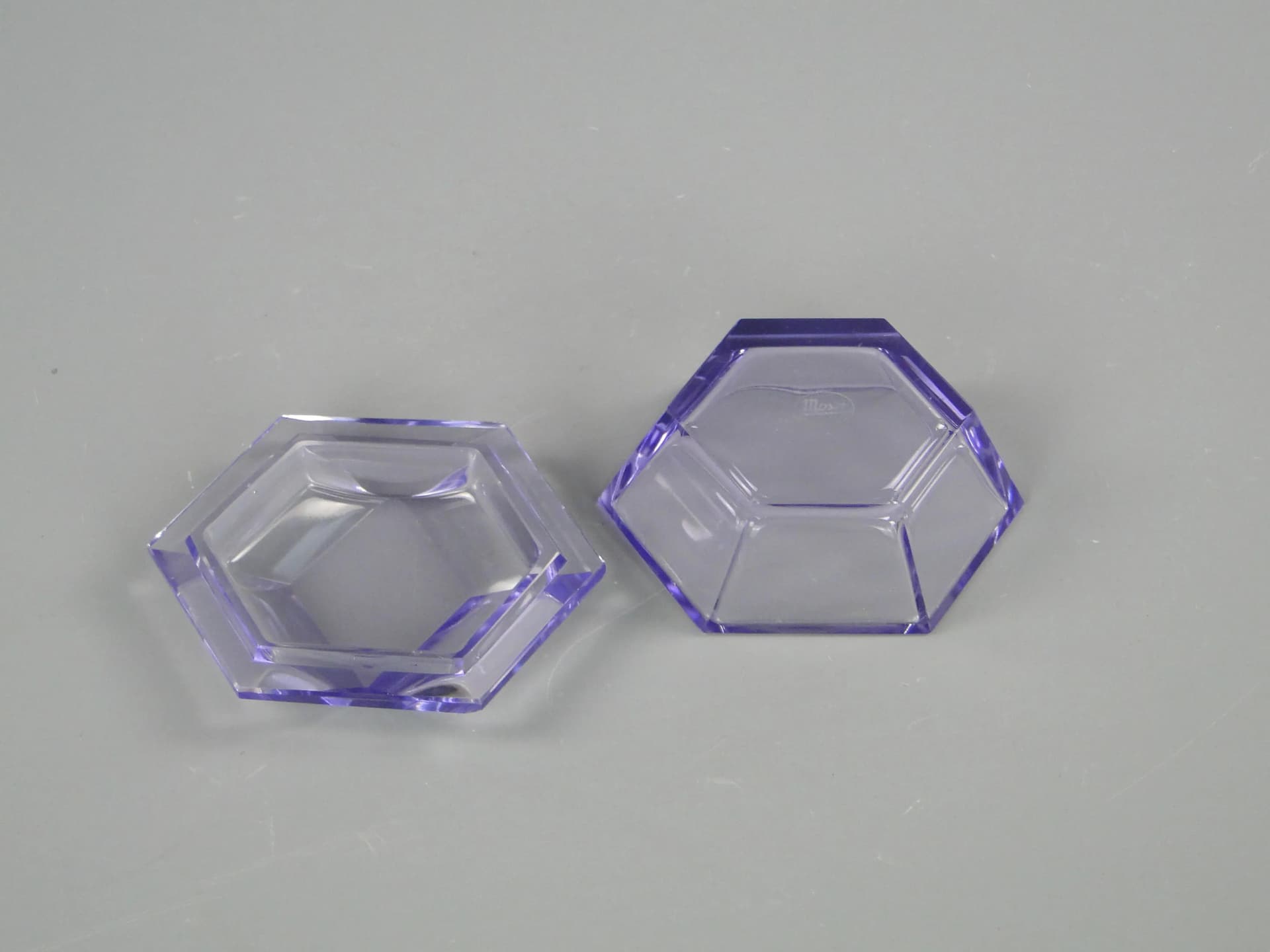 Bonbonniere, transparent purple crystal, Moser, Czech Republic, 1960s. - 387833