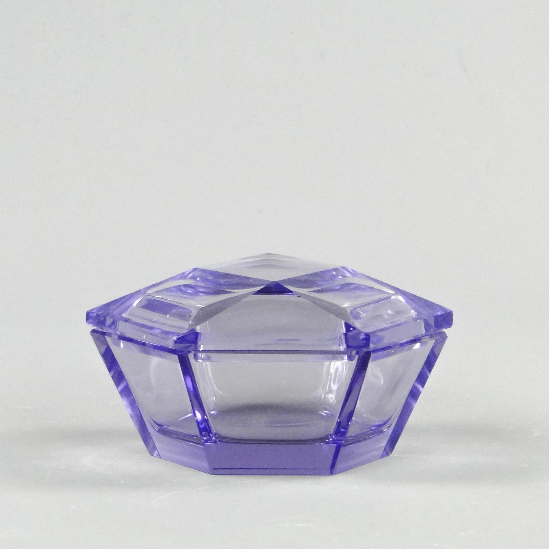 Bonbonniere, transparent purple crystal, Moser, Czech Republic, 1960s. - 387831