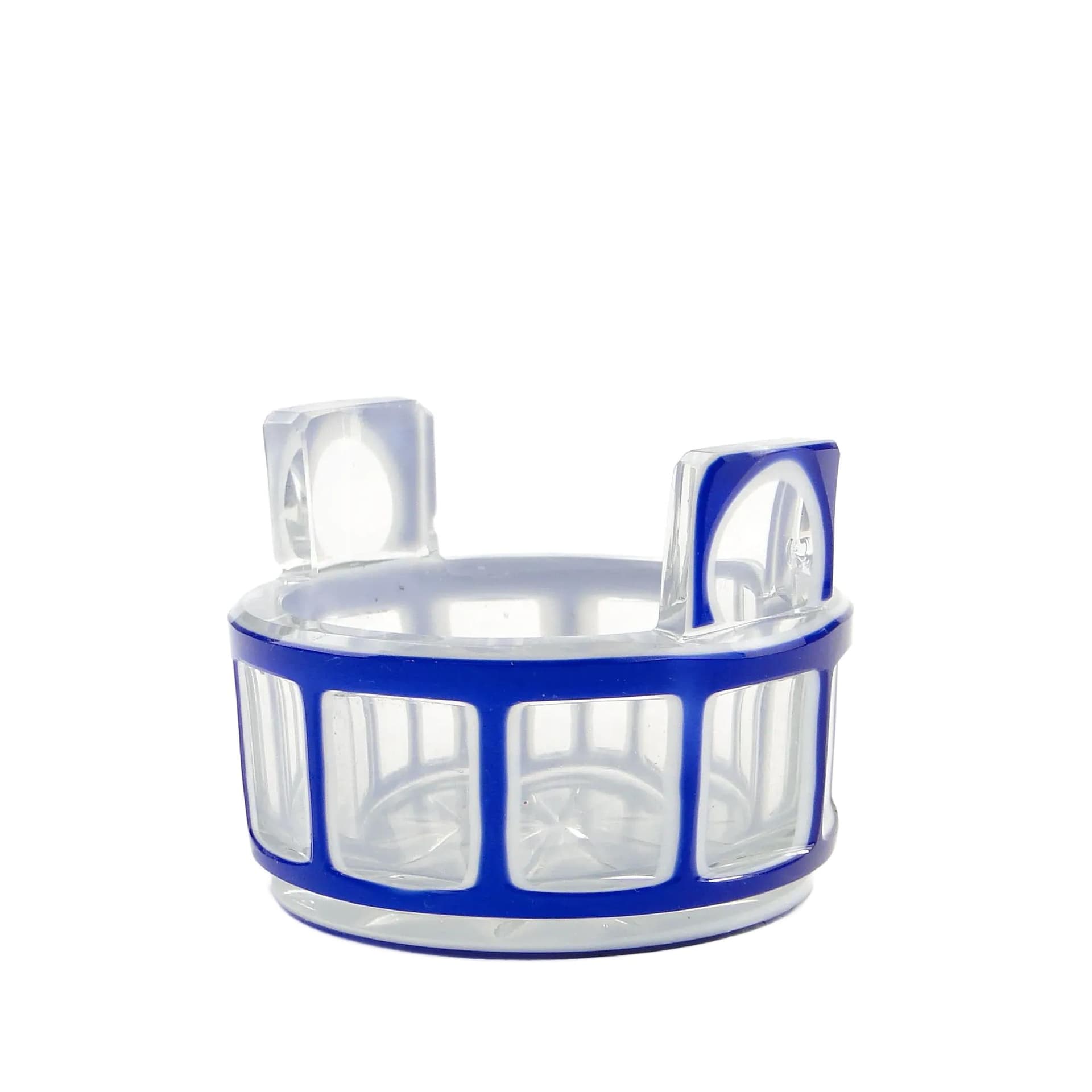 Salt cellar Biedermeier, blue clear glass, Poland, 19th century - 387836