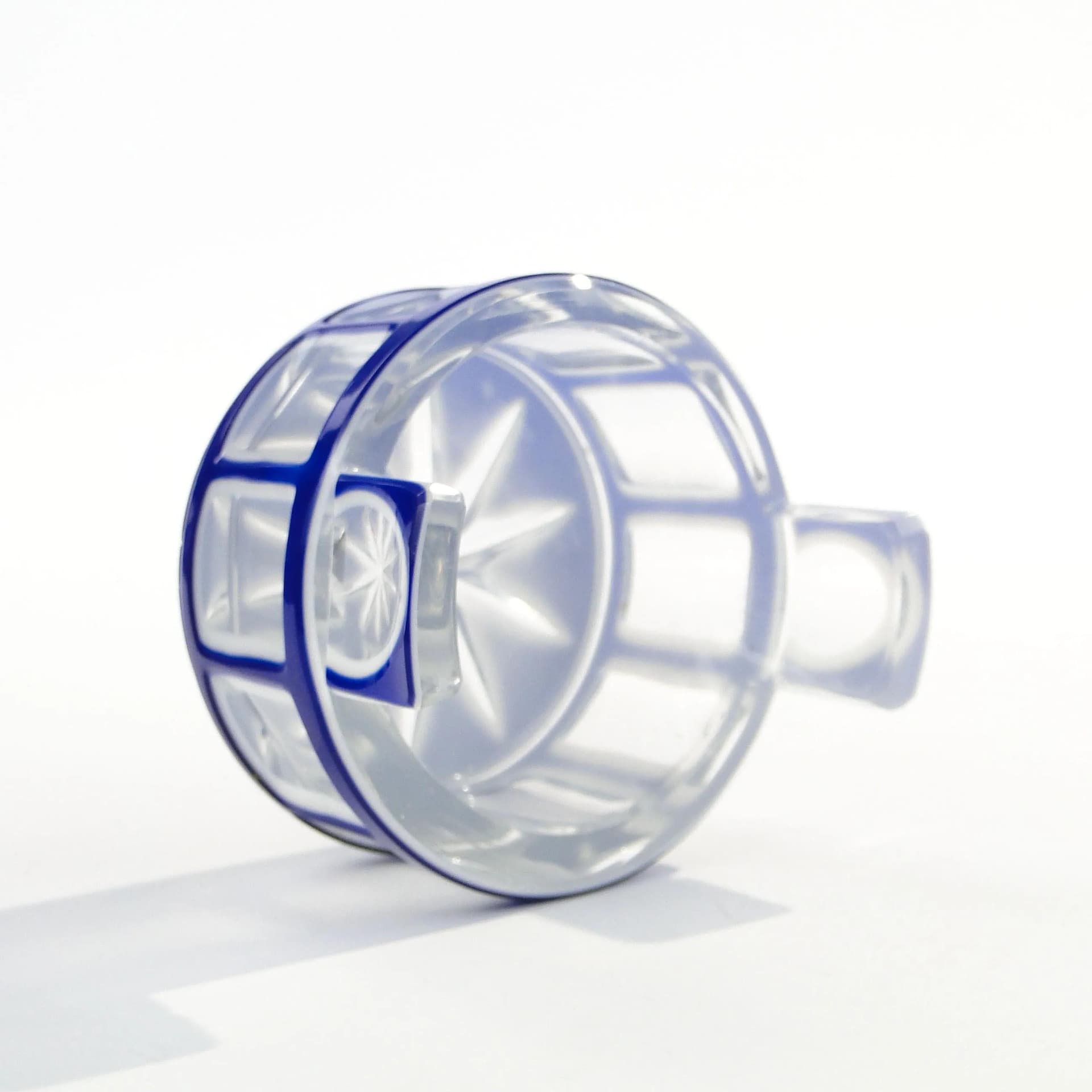 Salt cellar Biedermeier, blue clear glass, Poland, 19th century - 387840